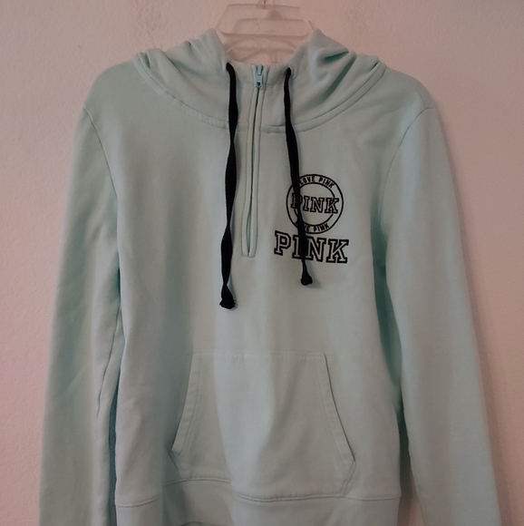 PINK Victoria's Secret Tops - PINK Victorias Secret Large 1\2 Zip Sweatshirt Pullover Hoodie Sweater